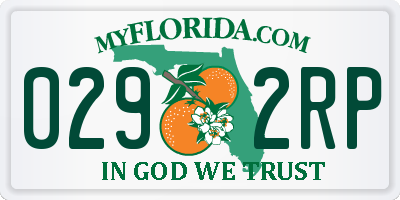 FL license plate 0292RP