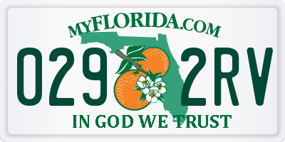 FL license plate 0292RV