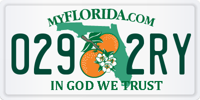 FL license plate 0292RY