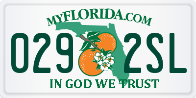FL license plate 0292SL