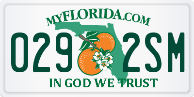 FL license plate 0292SM