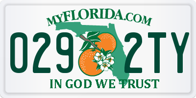 FL license plate 0292TY