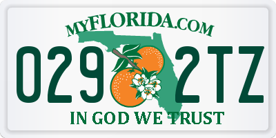 FL license plate 0292TZ