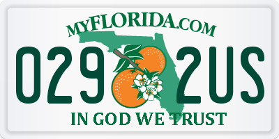 FL license plate 0292US