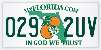 FL license plate 0292UV