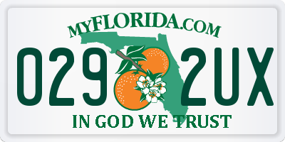 FL license plate 0292UX