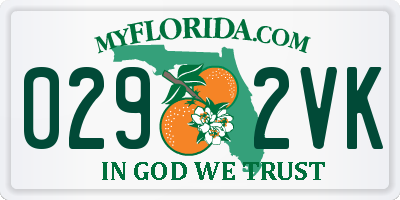 FL license plate 0292VK