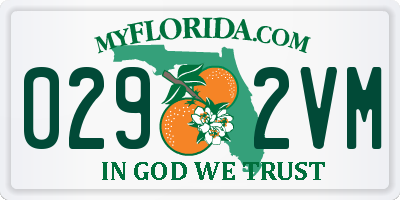 FL license plate 0292VM