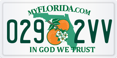 FL license plate 0292VV