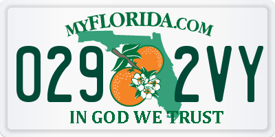 FL license plate 0292VY