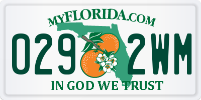 FL license plate 0292WM