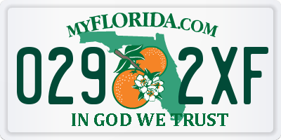 FL license plate 0292XF