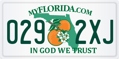 FL license plate 0292XJ