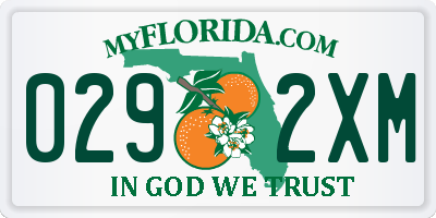 FL license plate 0292XM