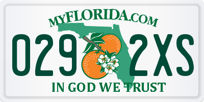 FL license plate 0292XS
