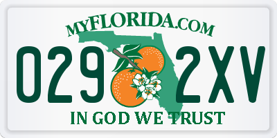 FL license plate 0292XV