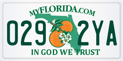 FL license plate 0292YA
