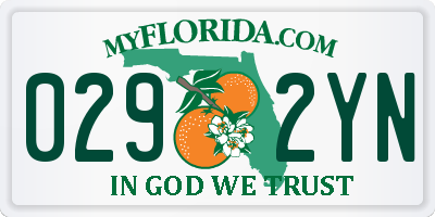 FL license plate 0292YN