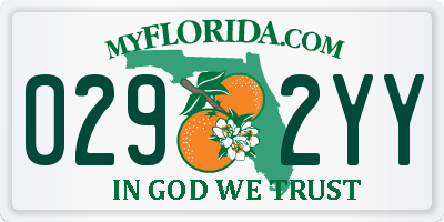 FL license plate 0292YY