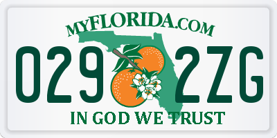 FL license plate 0292ZG