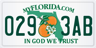 FL license plate 0293AB