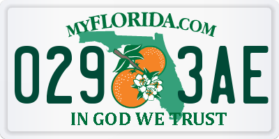 FL license plate 0293AE