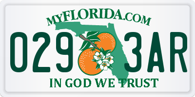 FL license plate 0293AR