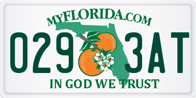 FL license plate 0293AT