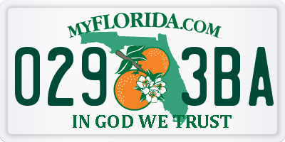 FL license plate 0293BA