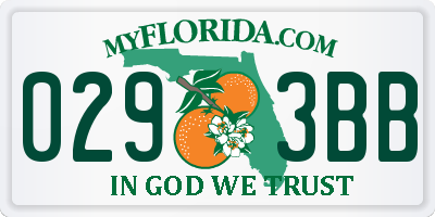 FL license plate 0293BB