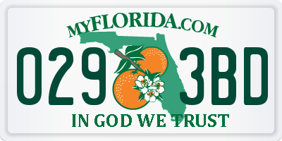 FL license plate 0293BD