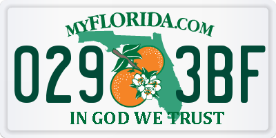 FL license plate 0293BF