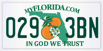FL license plate 0293BN
