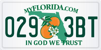 FL license plate 0293BT
