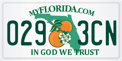 FL license plate 0293CN