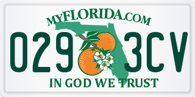 FL license plate 0293CV