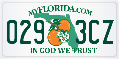 FL license plate 0293CZ