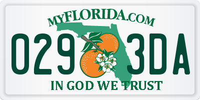 FL license plate 0293DA