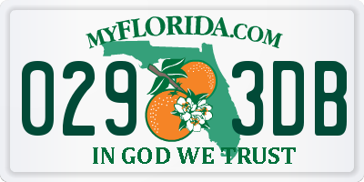 FL license plate 0293DB