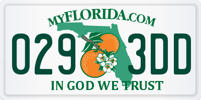 FL license plate 0293DD