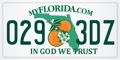 FL license plate 0293DZ