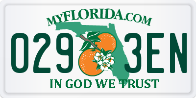 FL license plate 0293EN