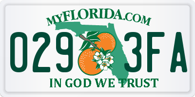 FL license plate 0293FA