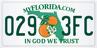 FL license plate 0293FC