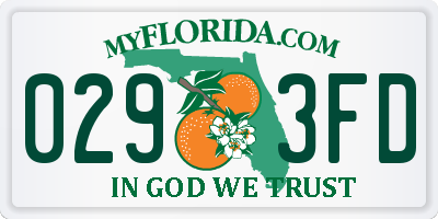 FL license plate 0293FD