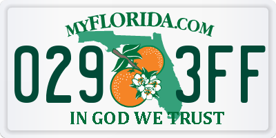 FL license plate 0293FF
