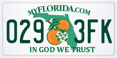 FL license plate 0293FK