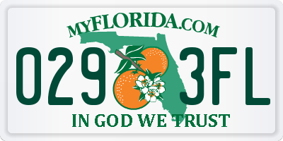 FL license plate 0293FL