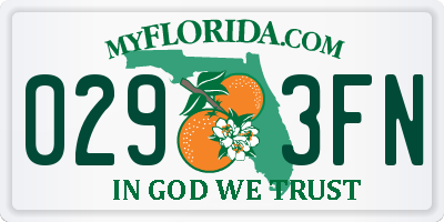 FL license plate 0293FN