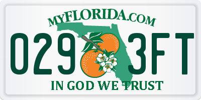 FL license plate 0293FT